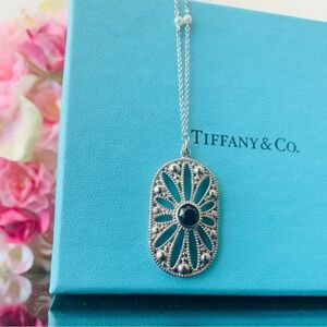 Tiffany & Co Ziegfeld Daisy Necklace Pendant Onyx Pearl Sterling Silver